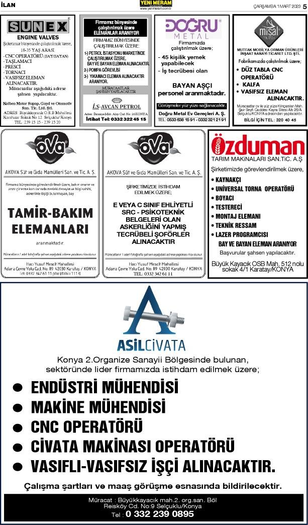 1 Mart 2023 Yeni Meram Gazetesi
