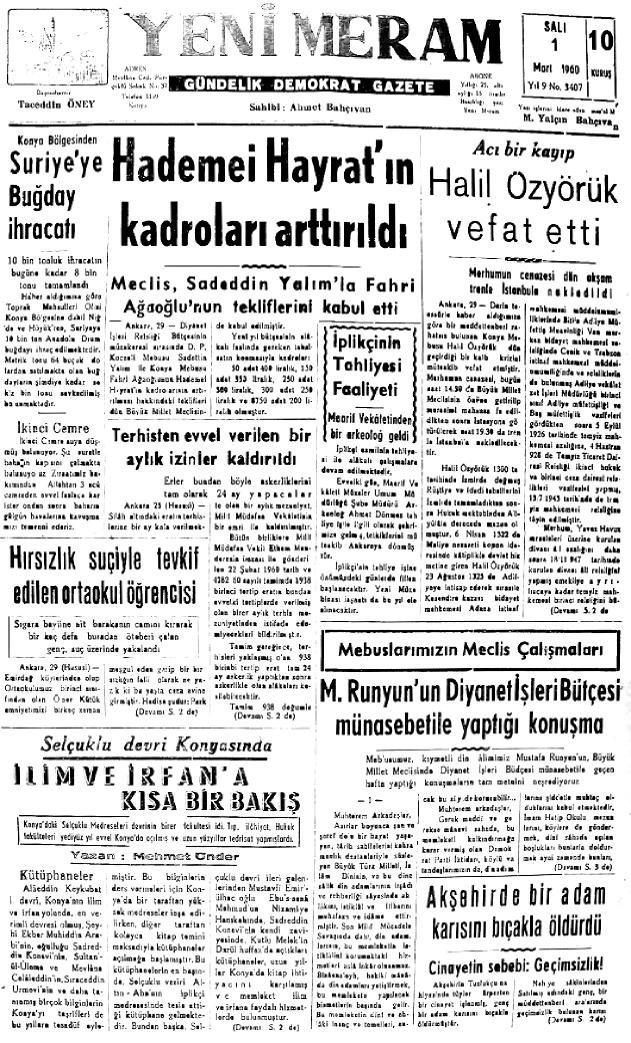 1 Mart 2023 Yeni Meram Gazetesi
