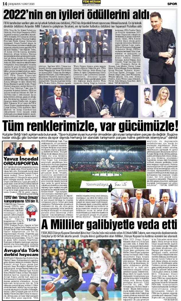 1 Mart 2023 Yeni Meram Gazetesi
