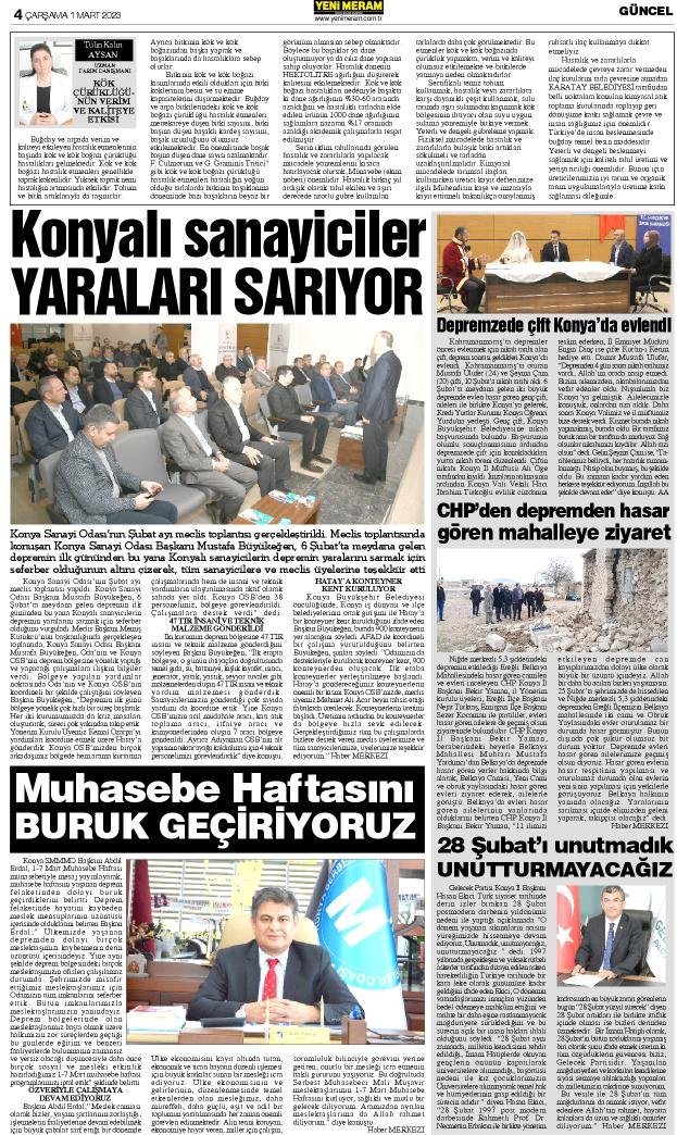 1 Mart 2023 Yeni Meram Gazetesi
