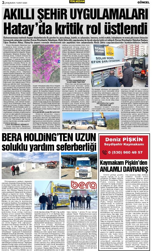 1 Mart 2023 Yeni Meram Gazetesi
