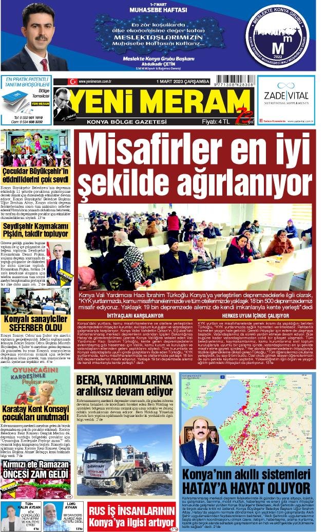 1 Mart 2023 Yeni Meram Gazetesi
