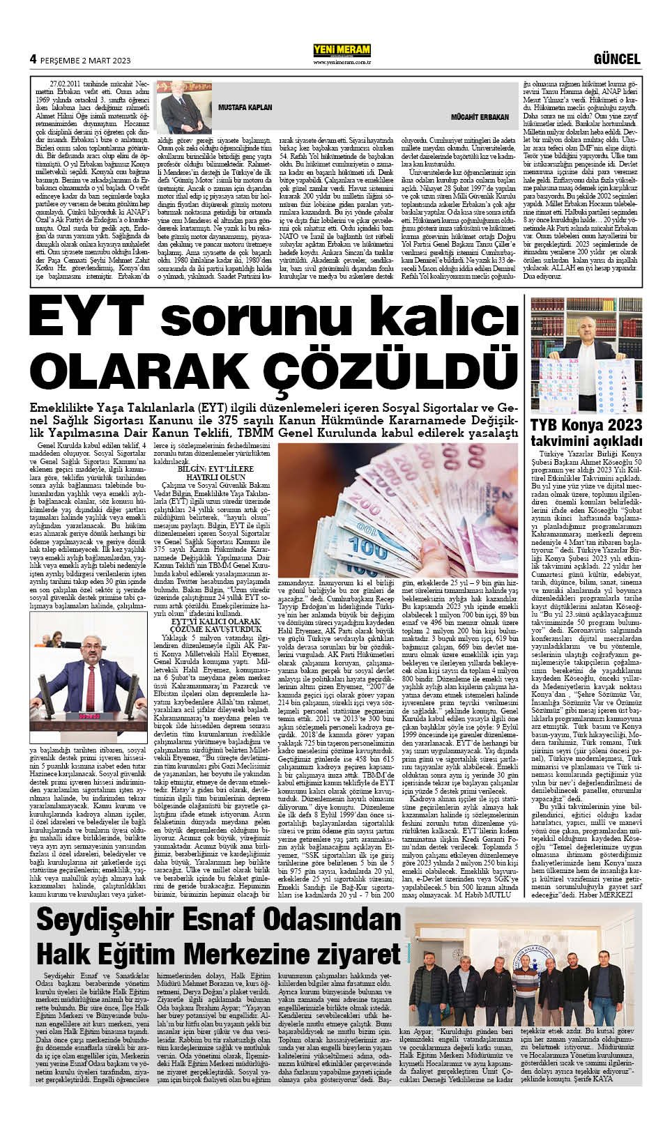 2 Mart 2023 Yeni Meram Gazetesi
