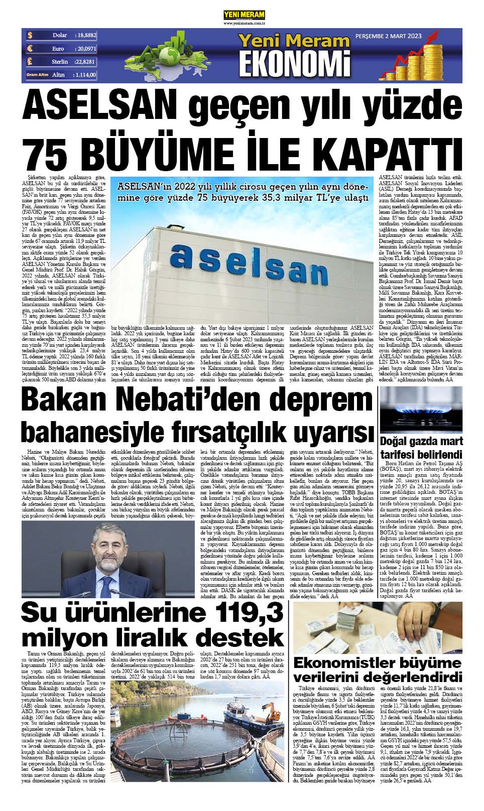 2 Mart 2023 Yeni Meram Gazetesi
