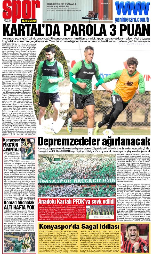 2 Mart 2023 Yeni Meram Gazetesi
