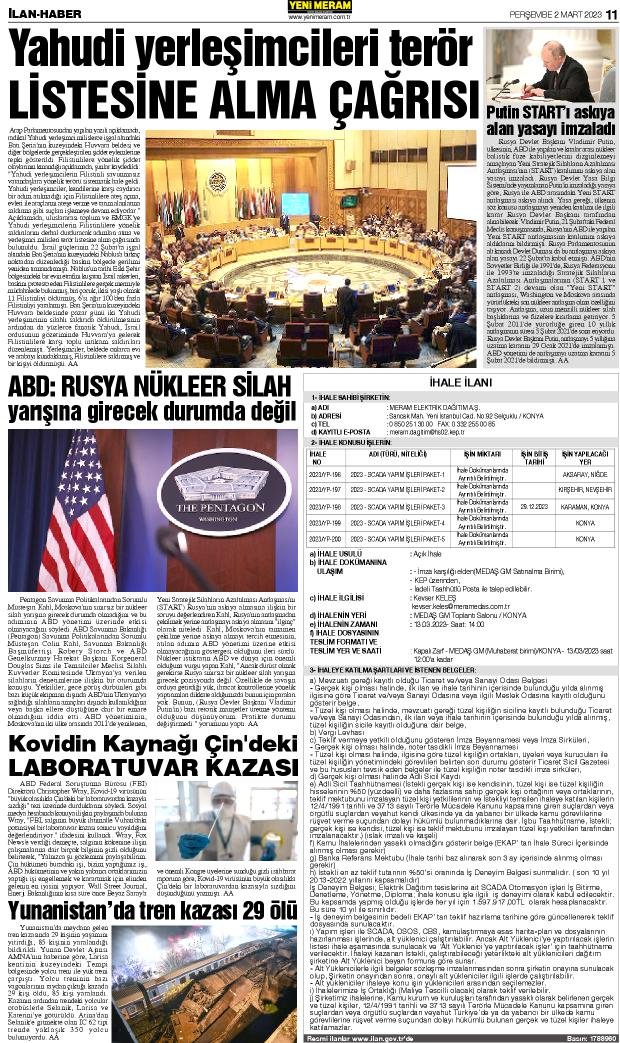 2 Mart 2023 Yeni Meram Gazetesi
