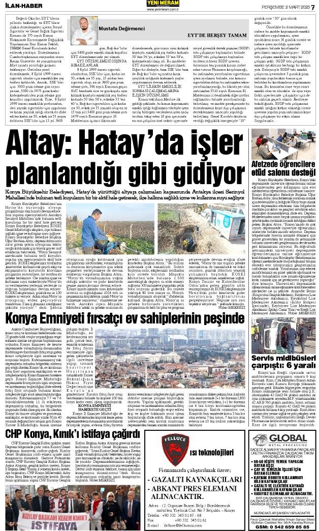 2 Mart 2023 Yeni Meram Gazetesi
