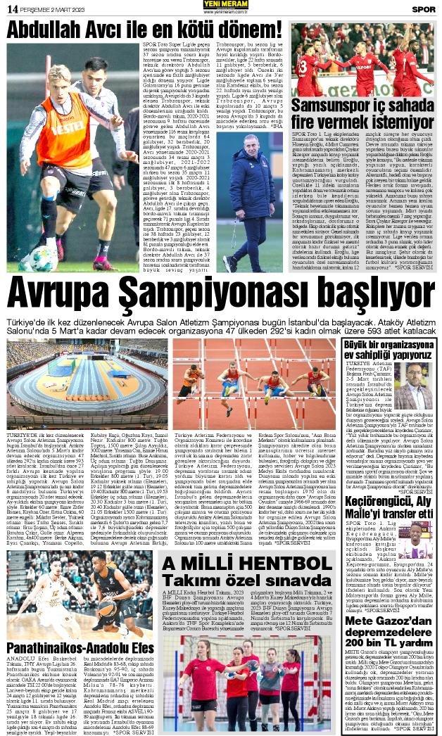 2 Mart 2023 Yeni Meram Gazetesi
