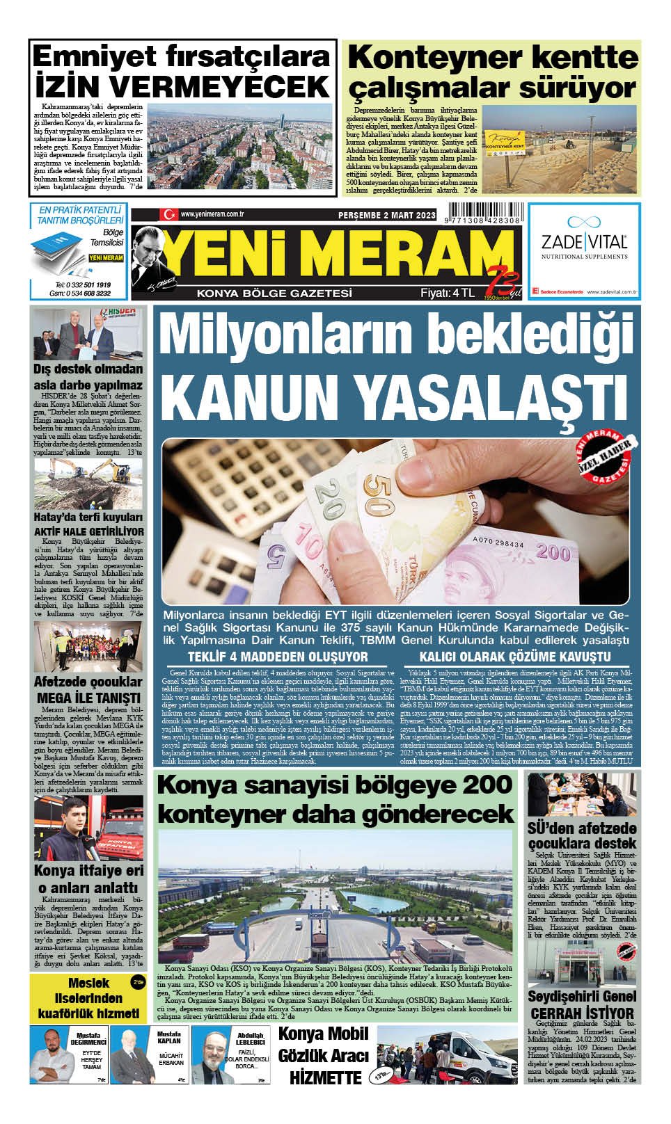 2 Mart 2023 Yeni Meram Gazetesi
