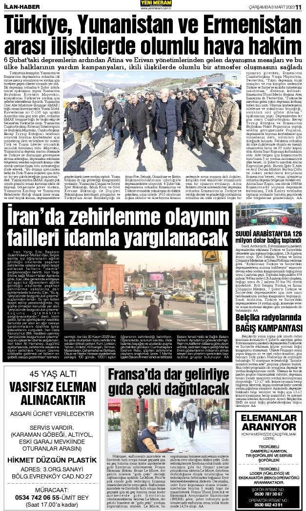 8 Mart 2023 Yeni Meram Gazetesi
