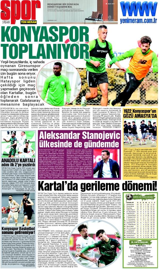 8 Mart 2023 Yeni Meram Gazetesi
