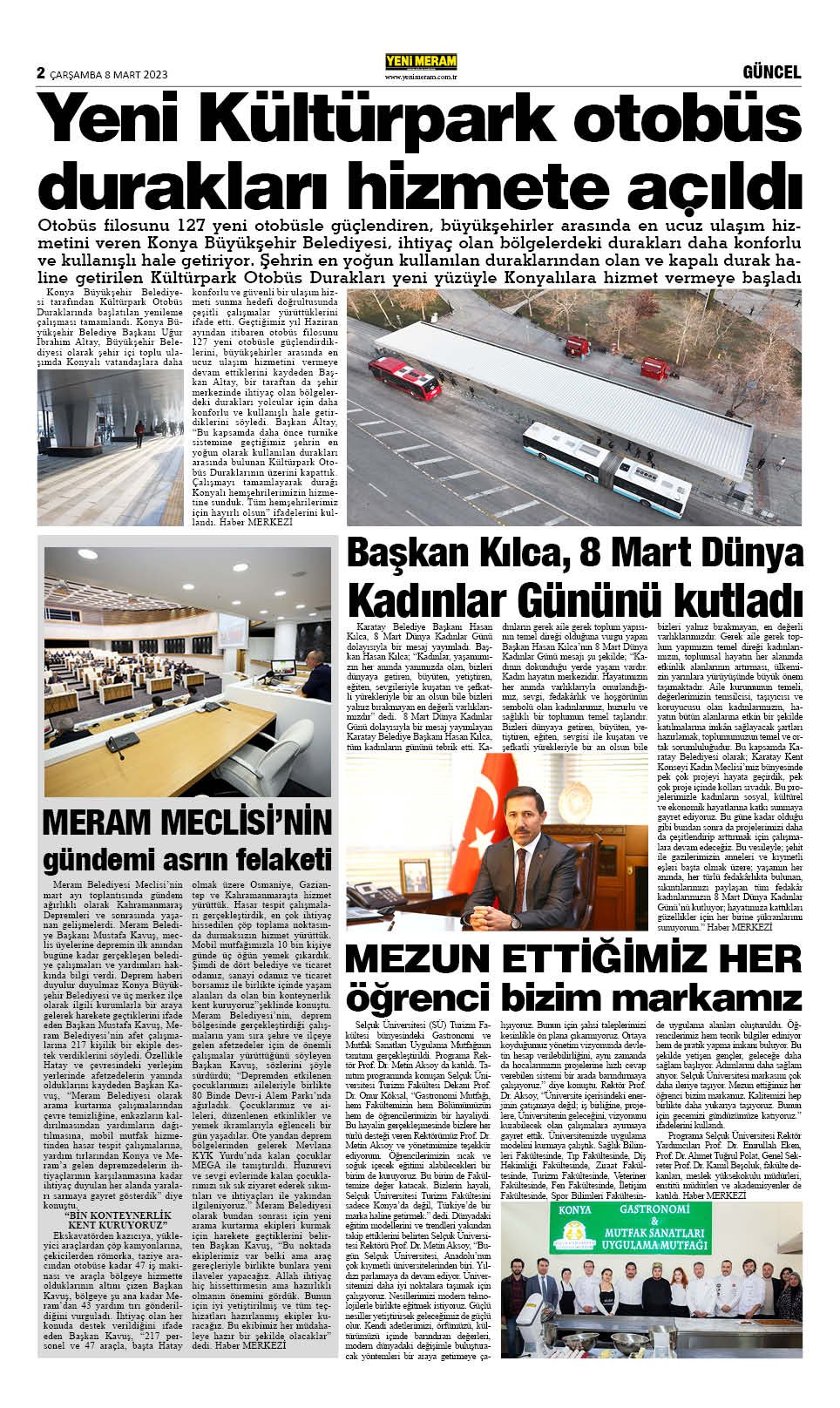 8 Mart 2023 Yeni Meram Gazetesi
