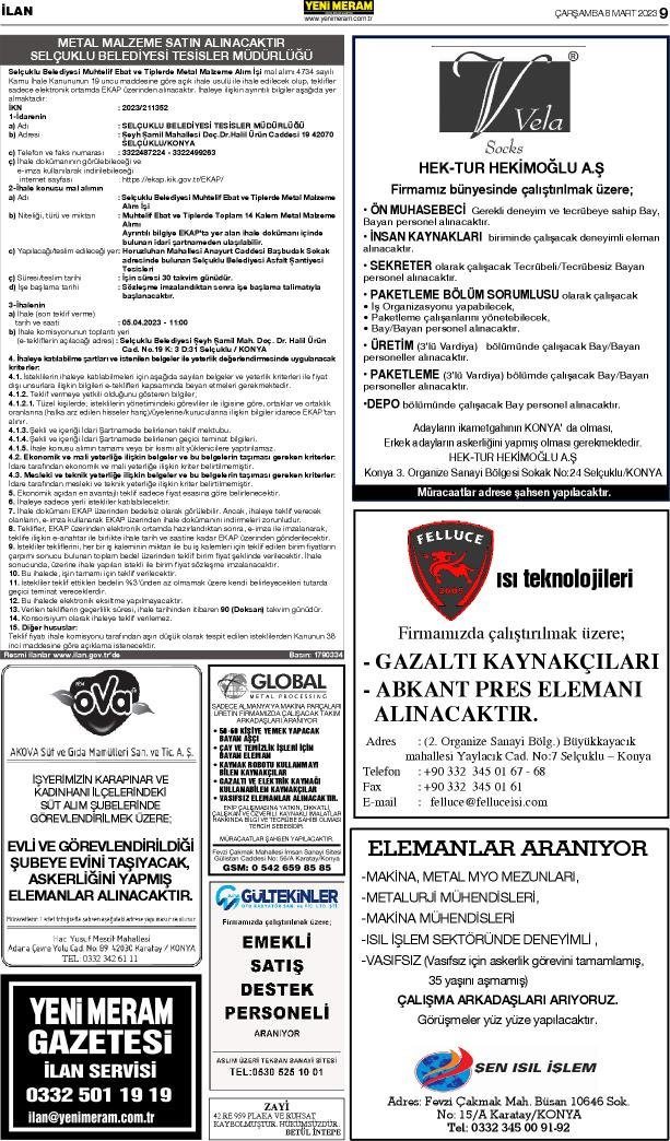 8 Mart 2023 Yeni Meram Gazetesi
