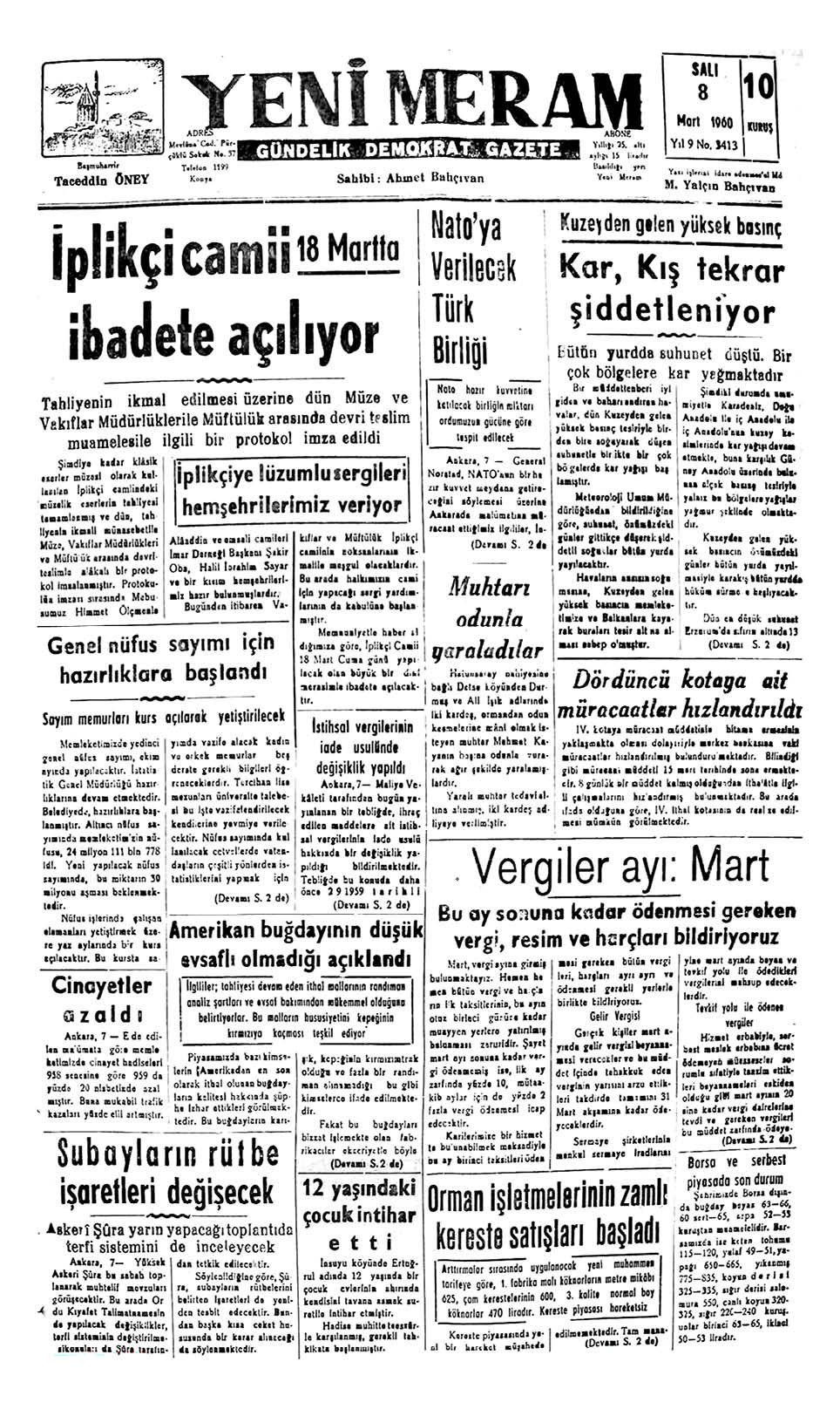 8 Mart 2023 Yeni Meram Gazetesi
