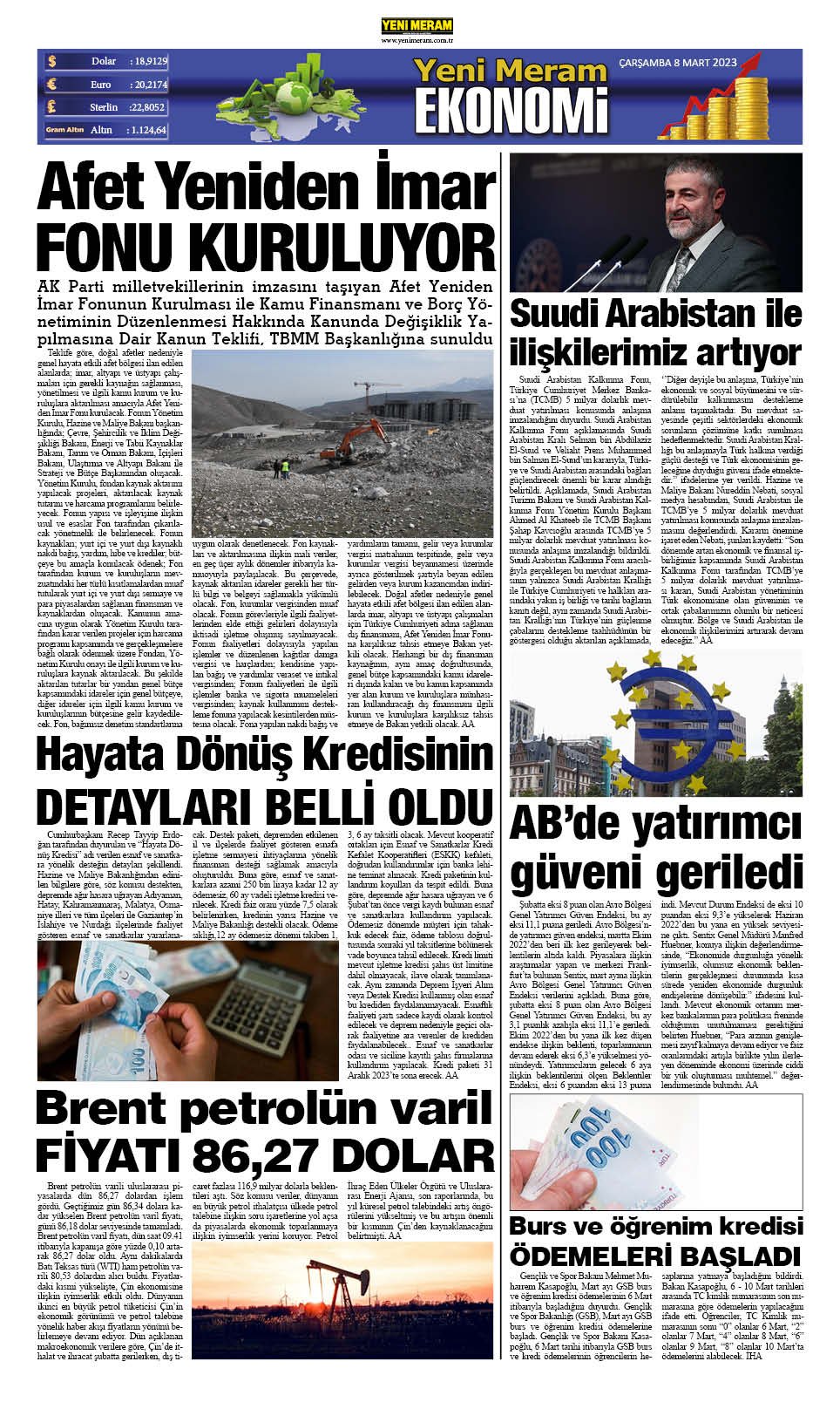 8 Mart 2023 Yeni Meram Gazetesi
