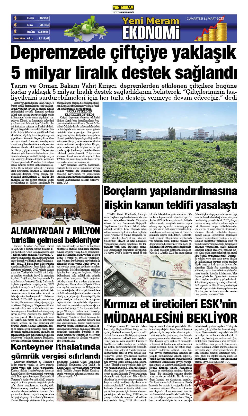 11 Mart 2023 Yeni Meram Gazetesi