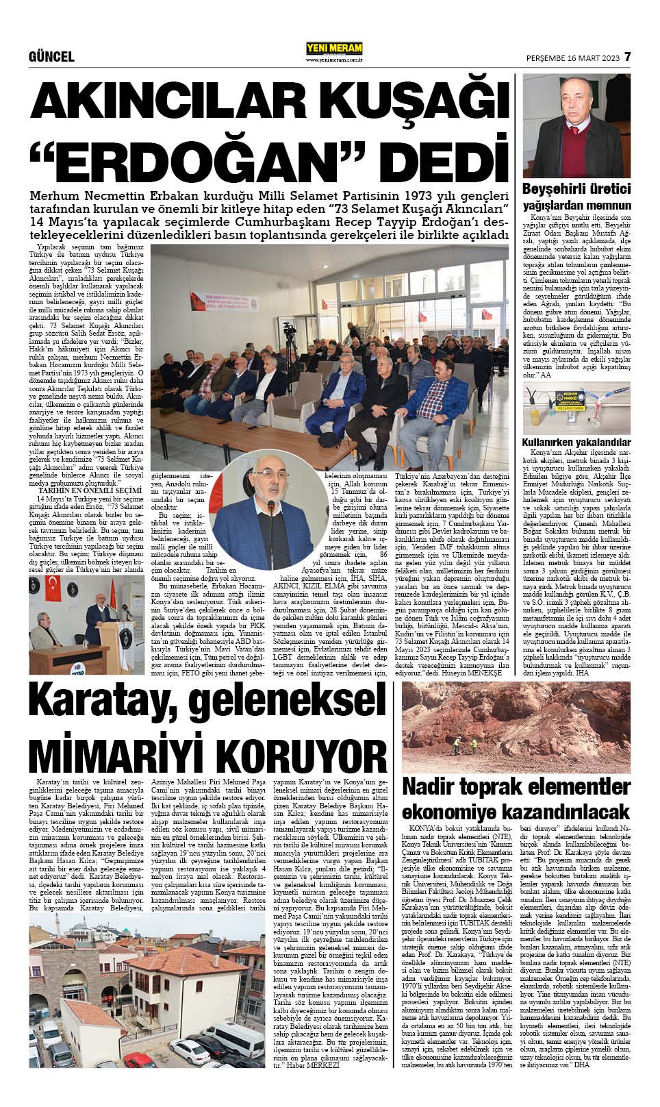 16 Mart 2023 Yeni Meram Gazetesi
