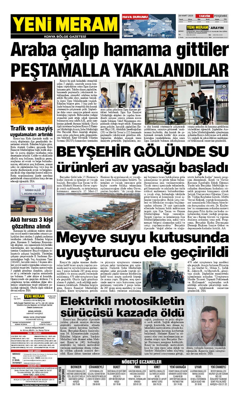 16 Mart 2023 Yeni Meram Gazetesi
