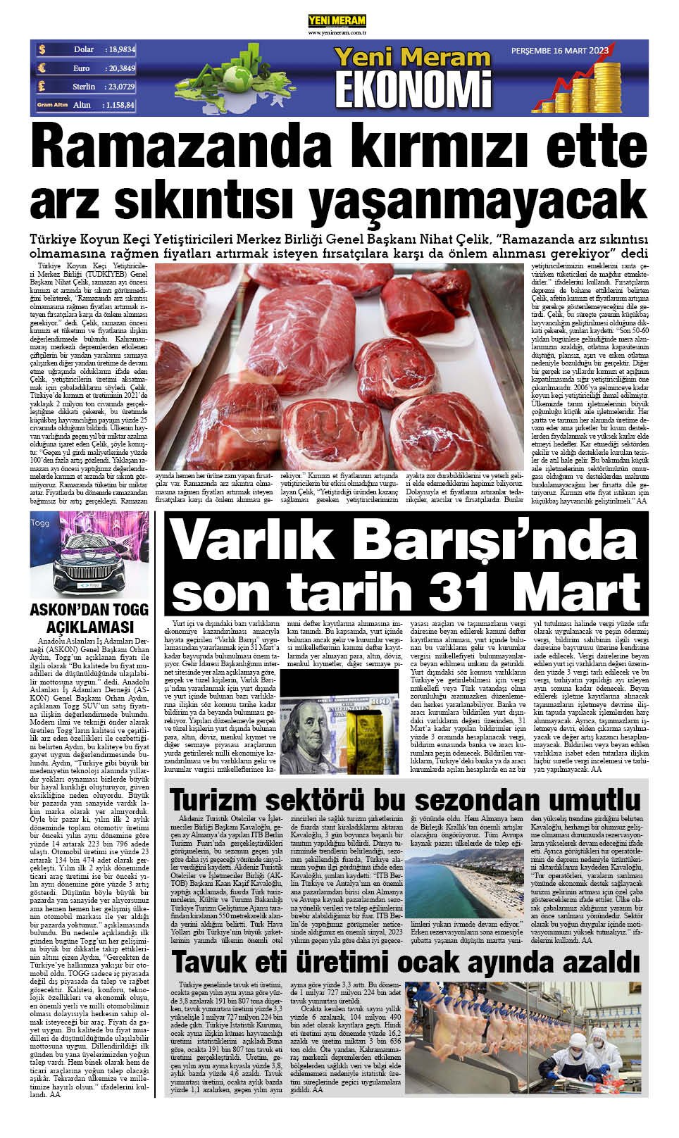 16 Mart 2023 Yeni Meram Gazetesi
