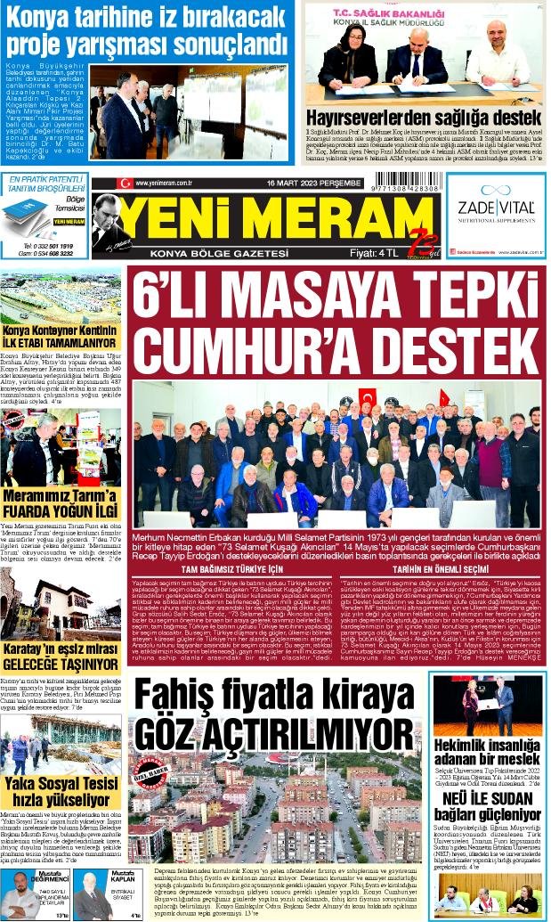 16 Mart 2023 Yeni Meram Gazetesi
