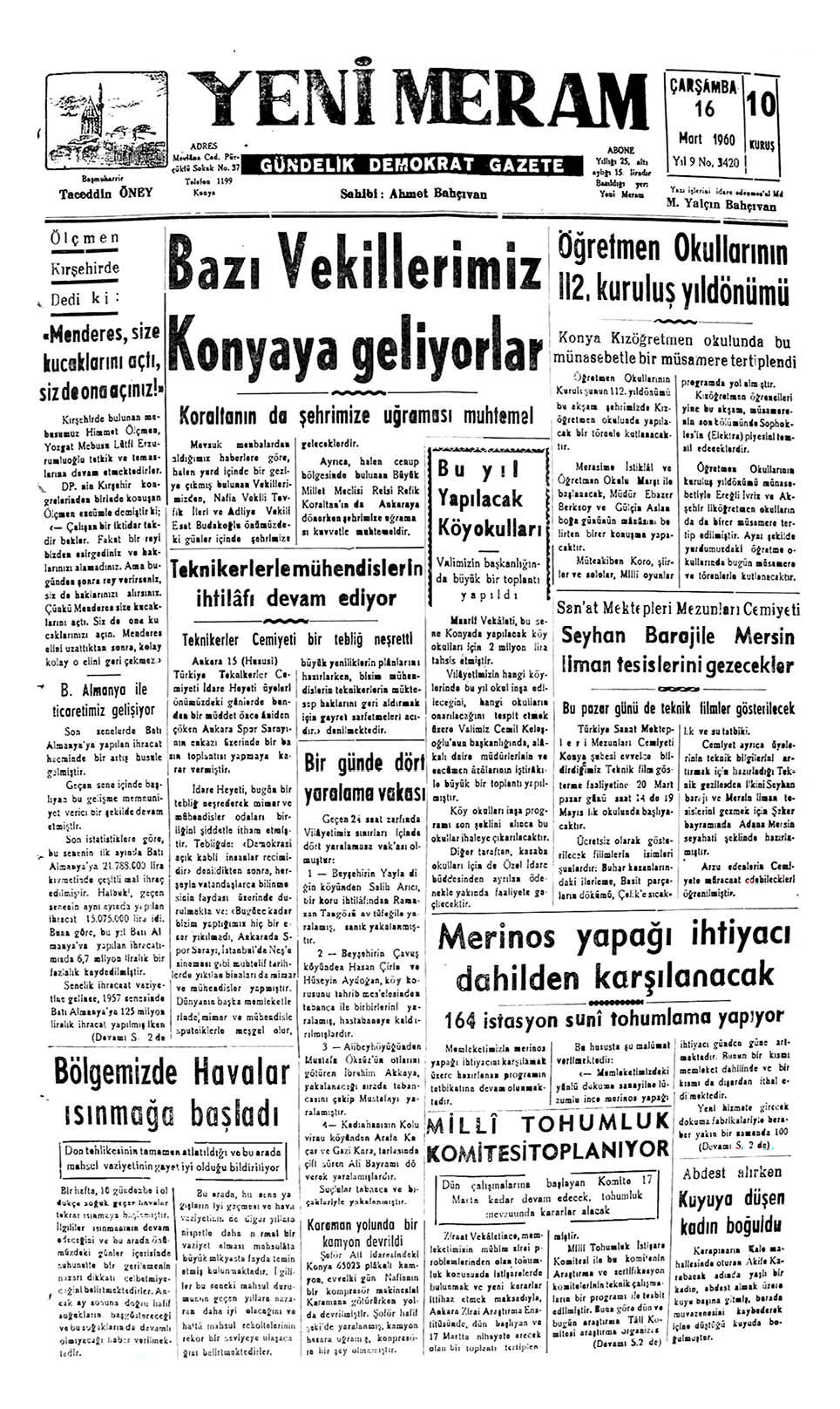 16 Mart 2023 Yeni Meram Gazetesi
