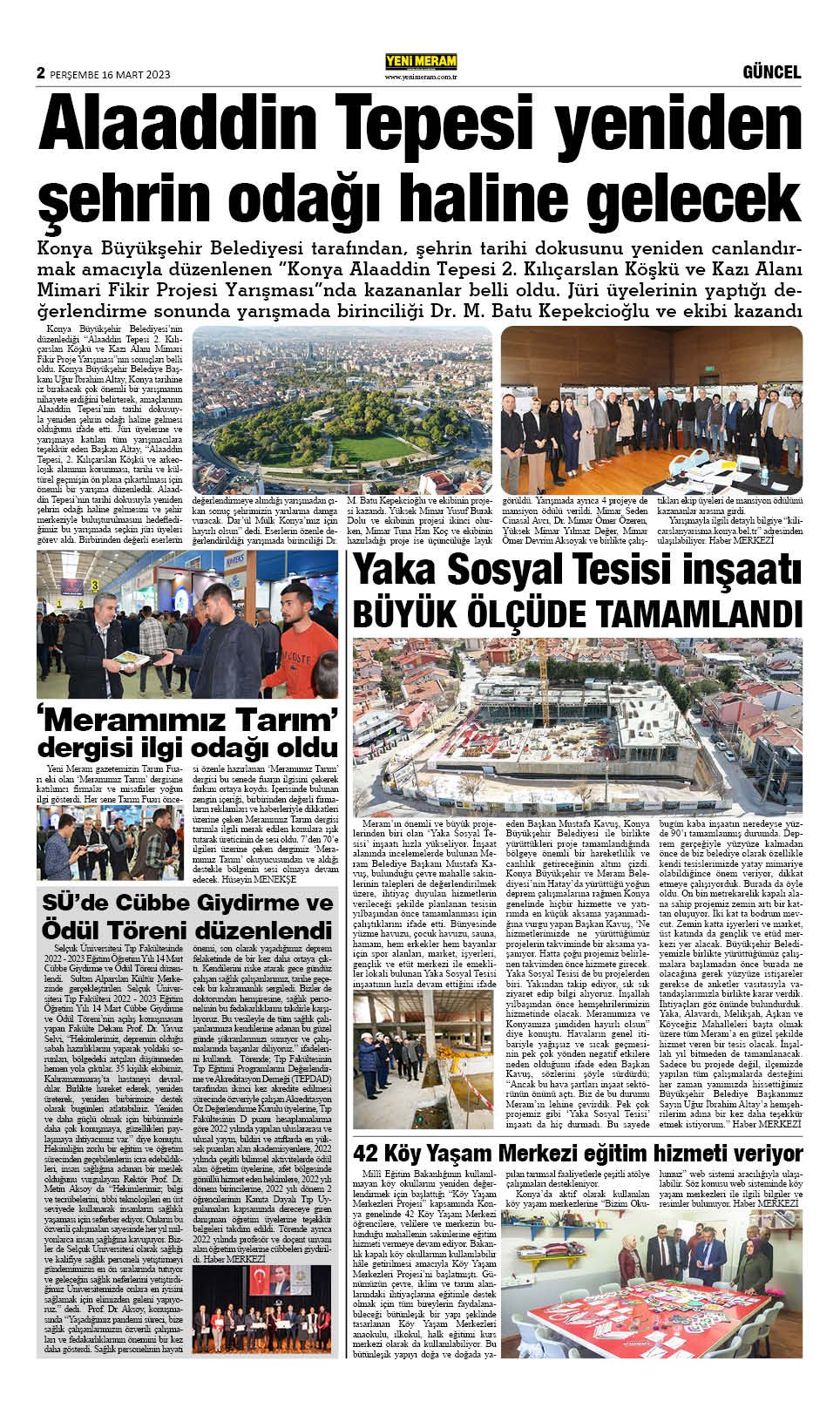 16 Mart 2023 Yeni Meram Gazetesi
