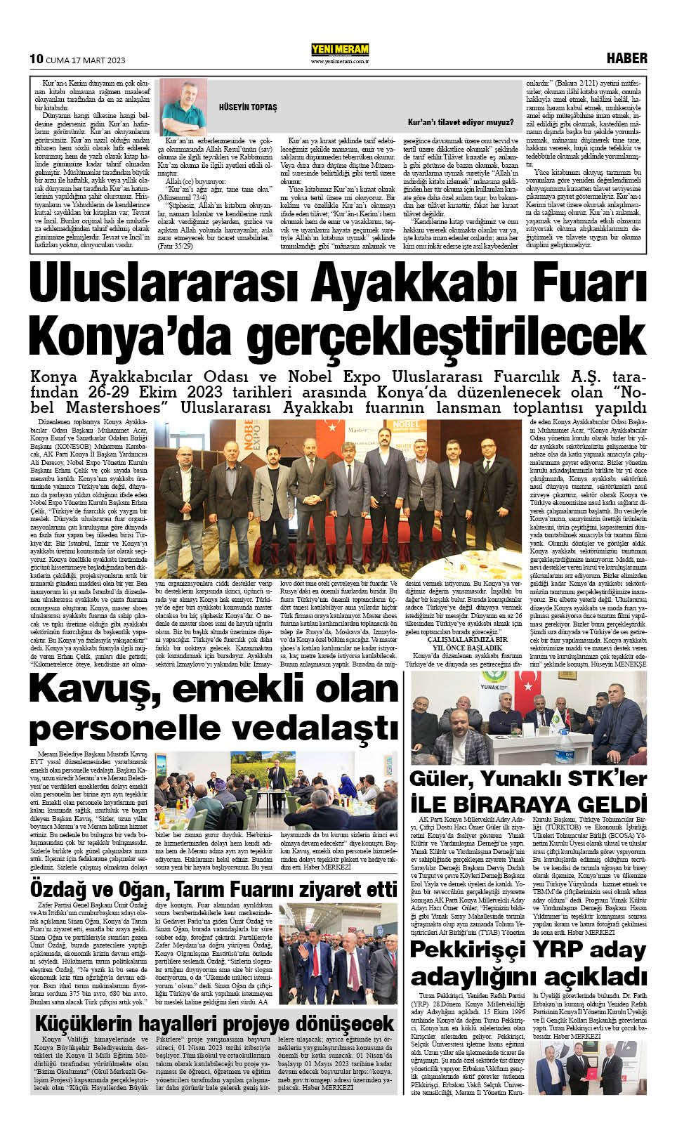 17 Mart 2023 Yeni Meram Gazetesi
