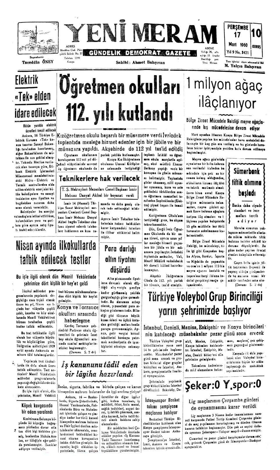 17 Mart 2023 Yeni Meram Gazetesi
