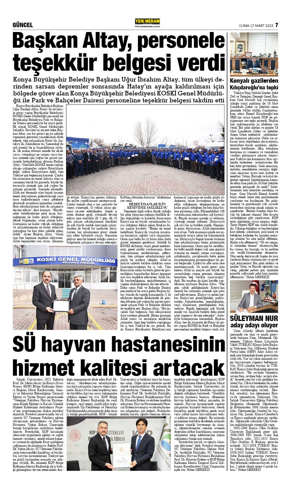 17 Mart 2023 Yeni Meram Gazetesi
