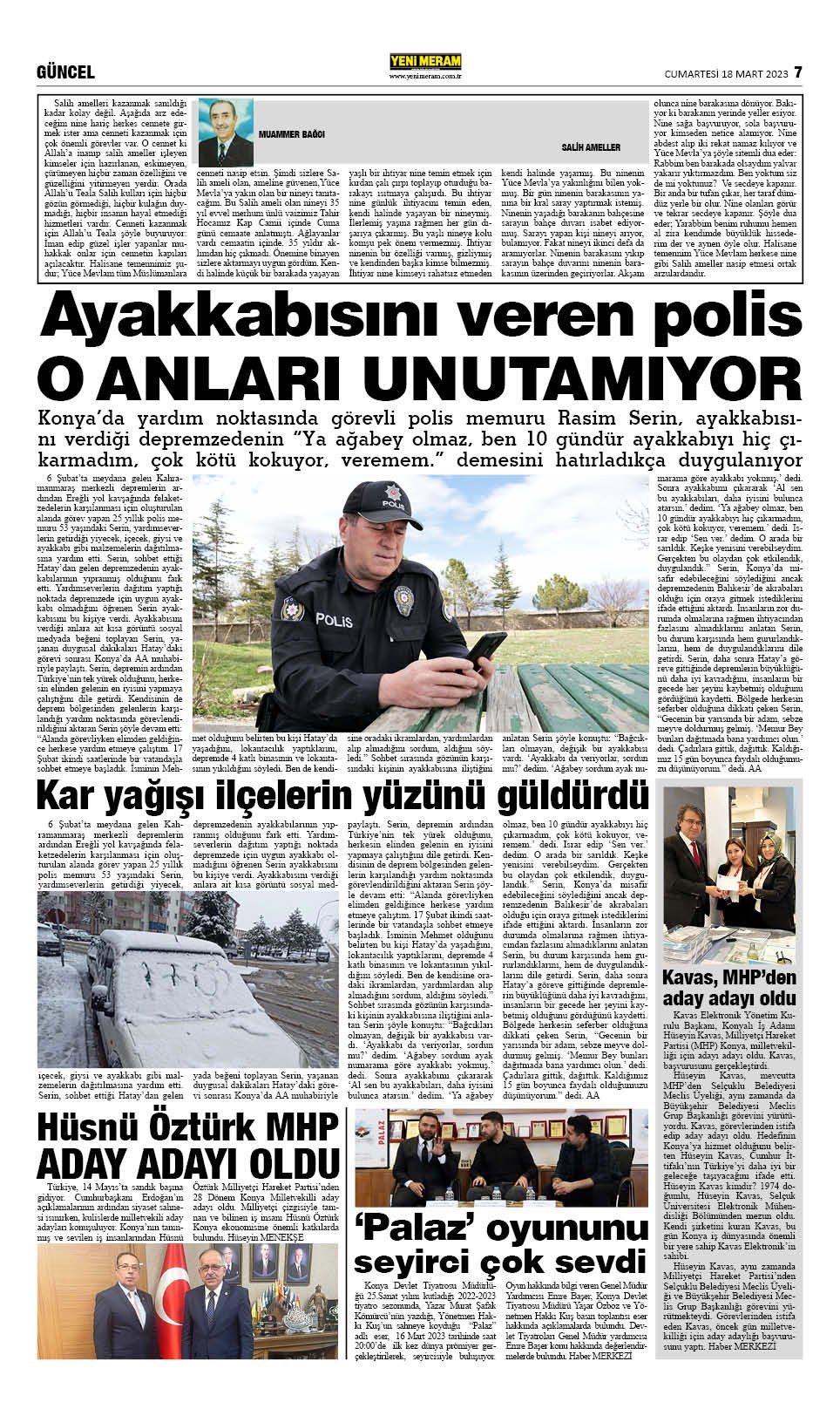 18 Mart 2023 Yeni Meram Gazetesi