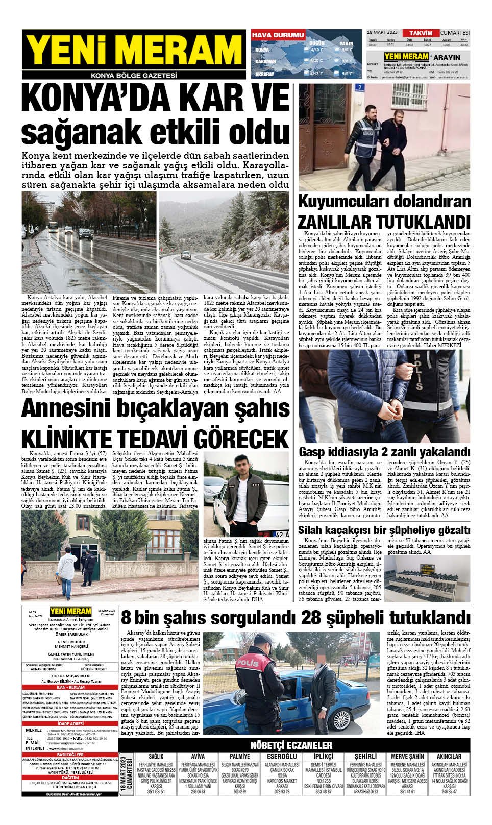 18 Mart 2023 Yeni Meram Gazetesi