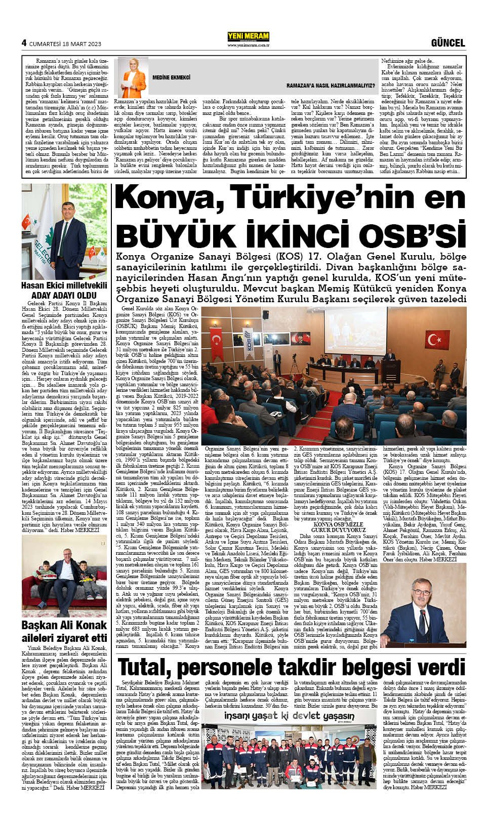 18 Mart 2023 Yeni Meram Gazetesi