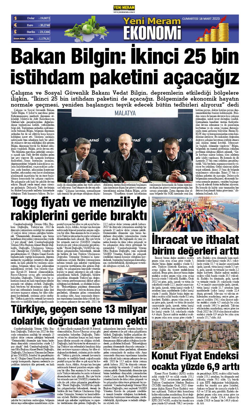 18 Mart 2023 Yeni Meram Gazetesi