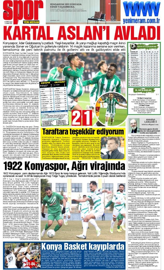 18 Mart 2023 Yeni Meram Gazetesi