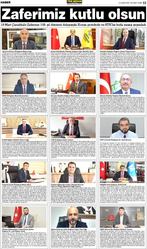 18 Mart 2023 Yeni Meram Gazetesi