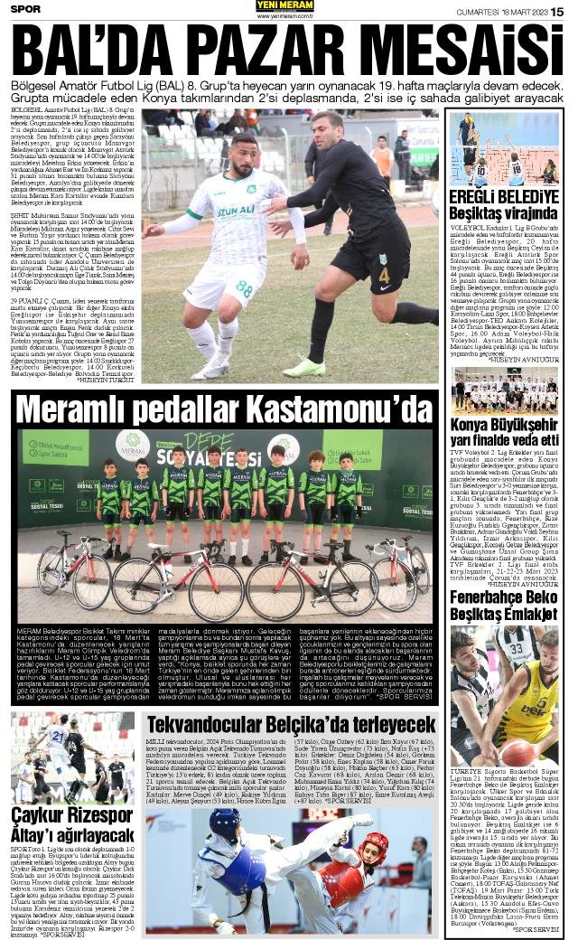 18 Mart 2023 Yeni Meram Gazetesi