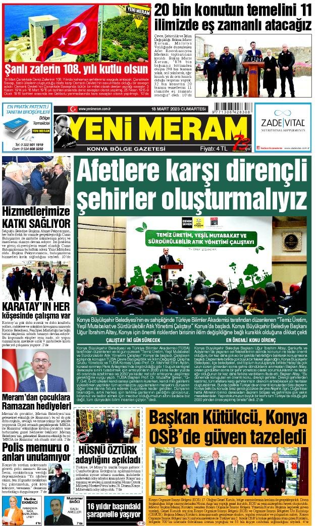 18 Mart 2023 Yeni Meram Gazetesi