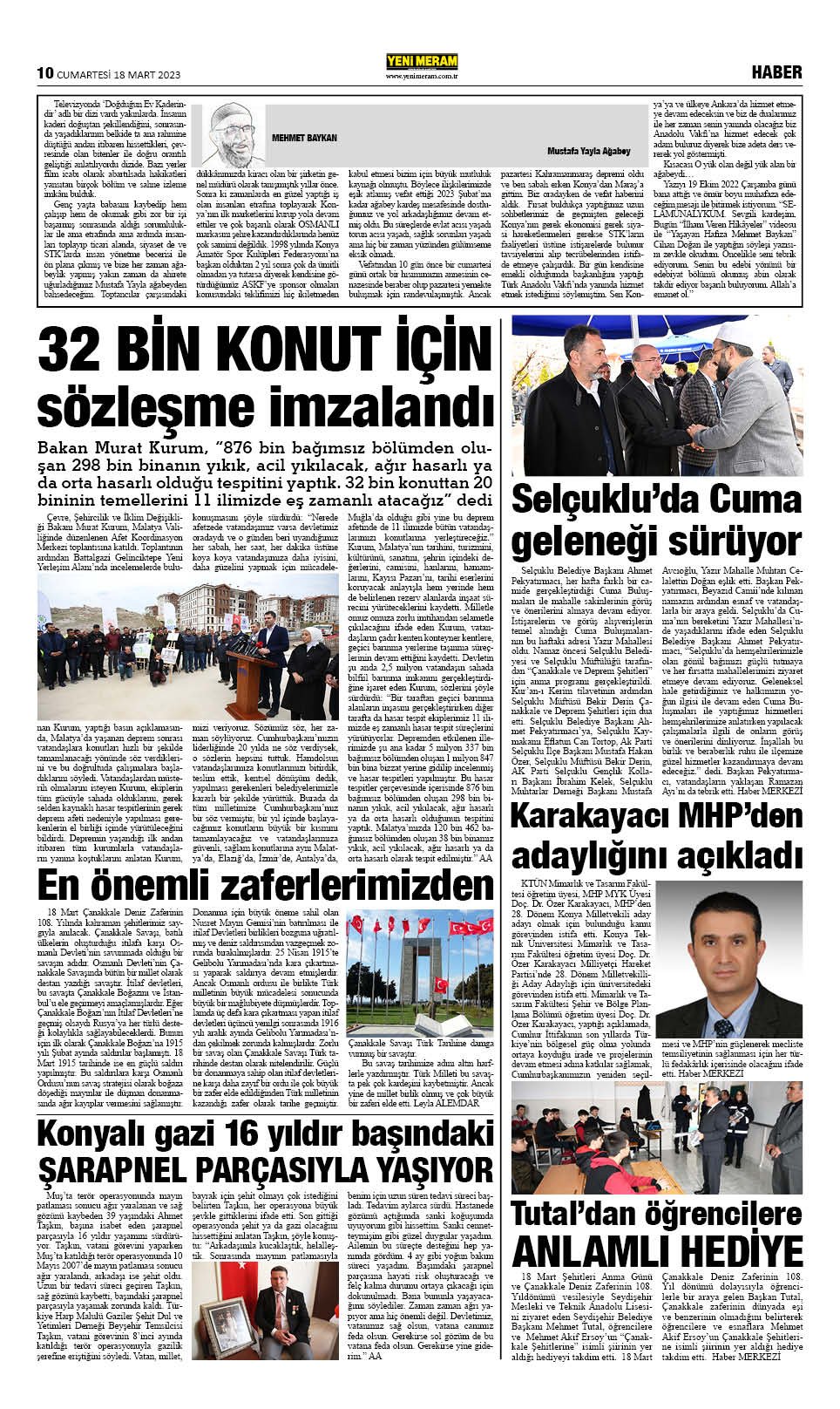 18 Mart 2023 Yeni Meram Gazetesi