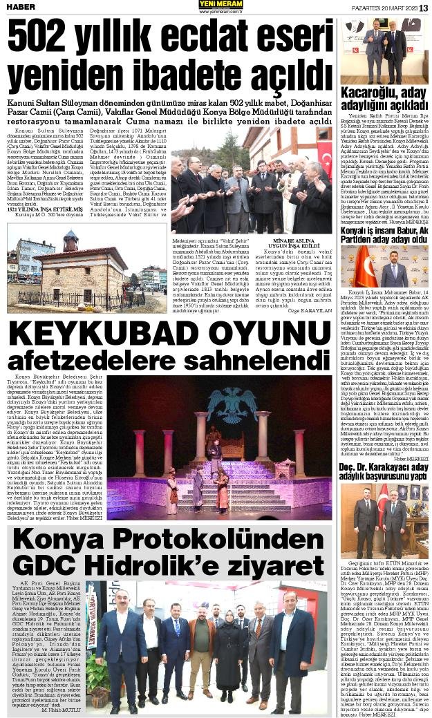 20Mart 2023 Yeni Meram Gazetesi
