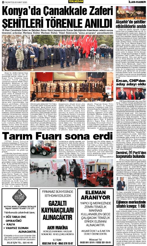 20Mart 2023 Yeni Meram Gazetesi
