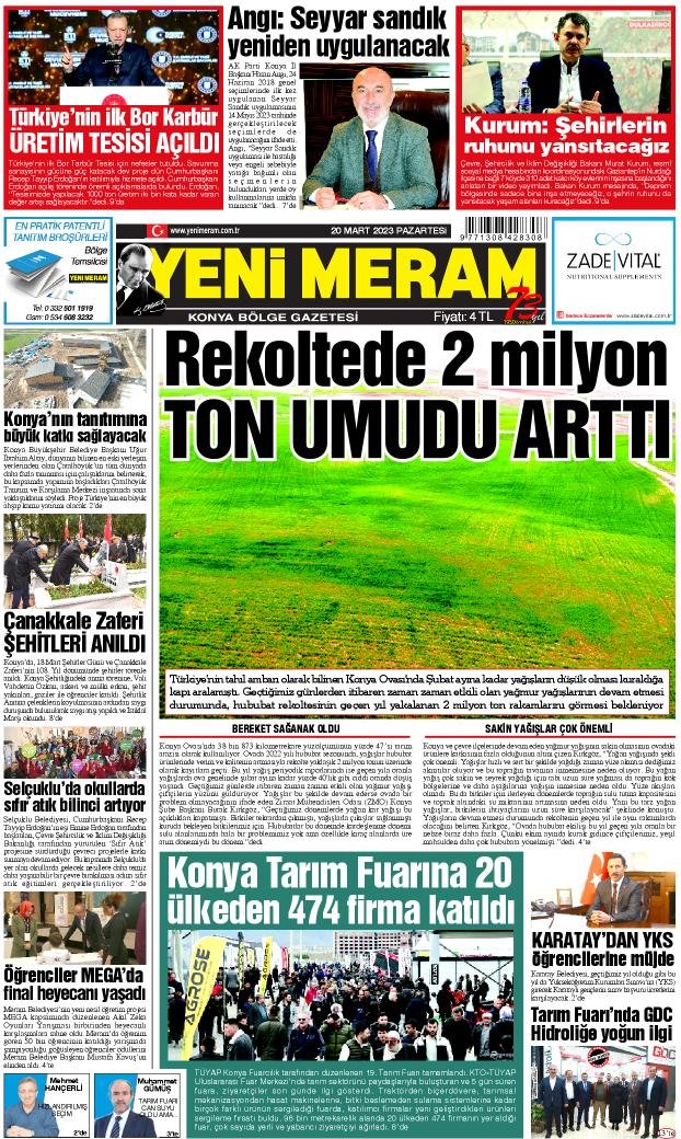 20Mart 2023 Yeni Meram Gazetesi
