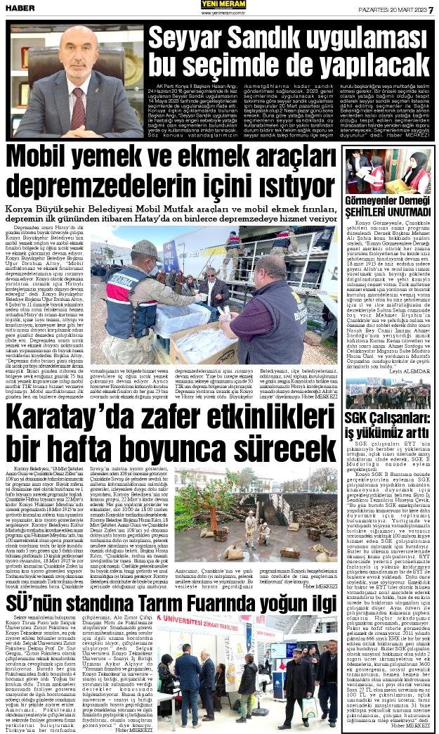 20Mart 2023 Yeni Meram Gazetesi
