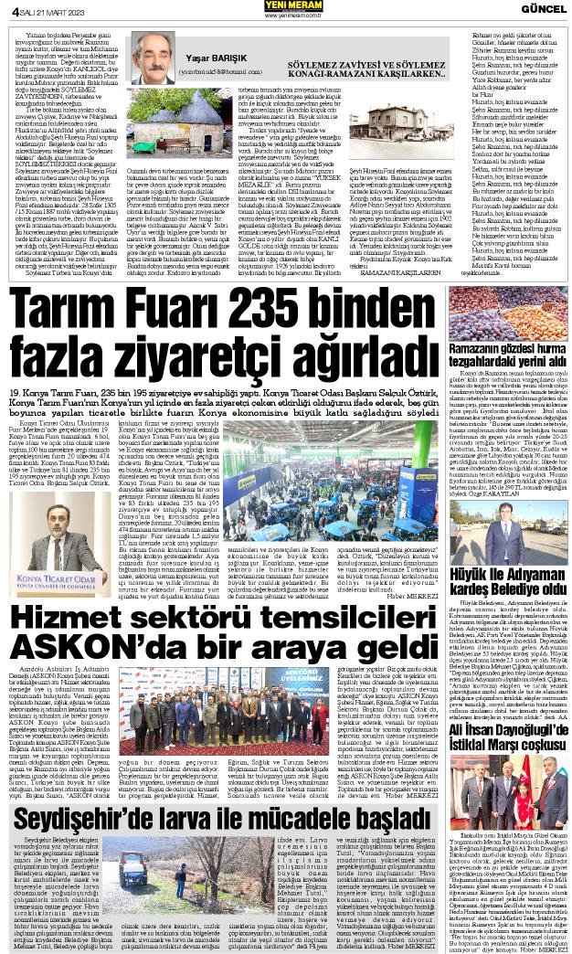 21 Mart 2023 Yeni Meram Gazetesi
