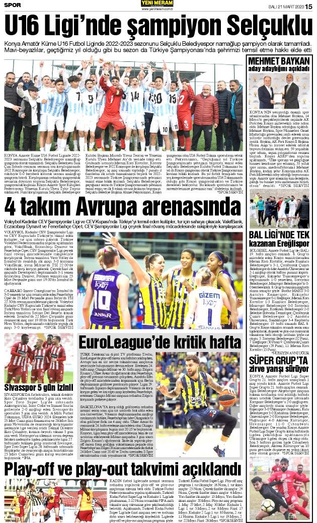 21 Mart 2023 Yeni Meram Gazetesi
