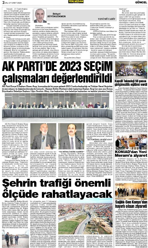 21 Mart 2023 Yeni Meram Gazetesi
