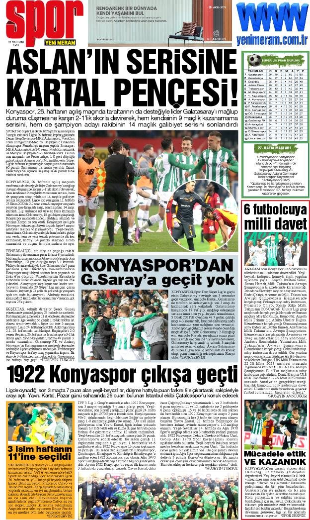 21 Mart 2023 Yeni Meram Gazetesi
