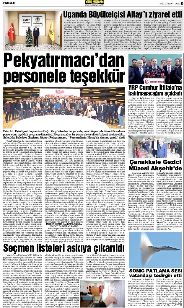 21 Mart 2023 Yeni Meram Gazetesi
