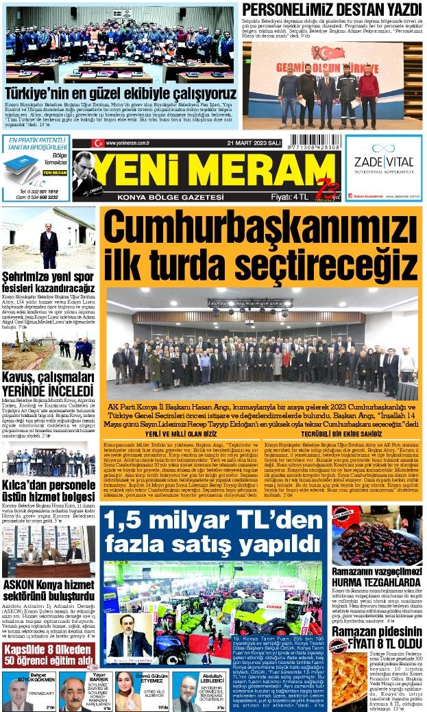 21 Mart 2023 Yeni Meram Gazetesi
