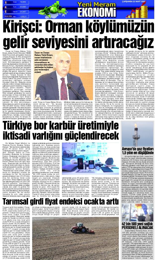 22 Mart 2023 Yeni Meram Gazetesi
