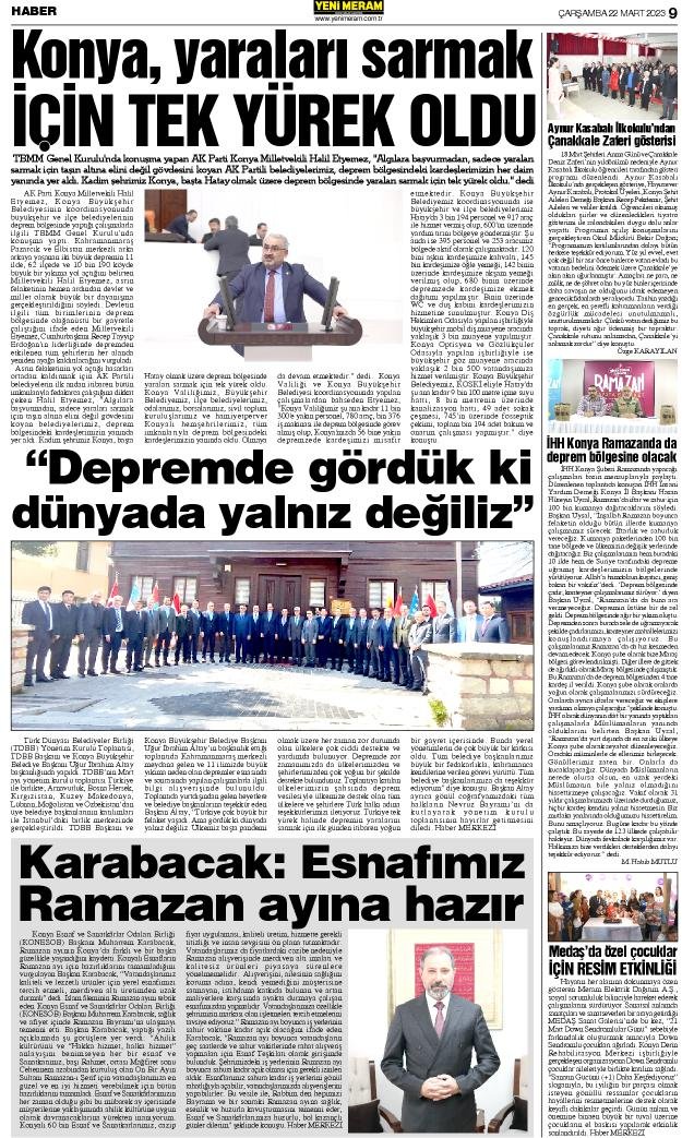 22 Mart 2023 Yeni Meram Gazetesi
